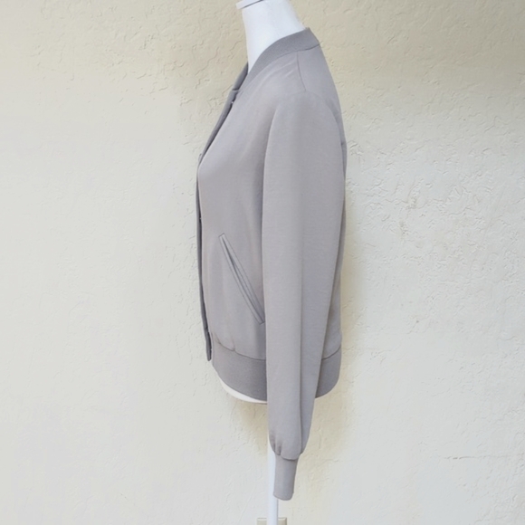 Artizia Wilfred Gray Poussin Snap Button Bomber Jacket Size Small - Picture 7 of 11